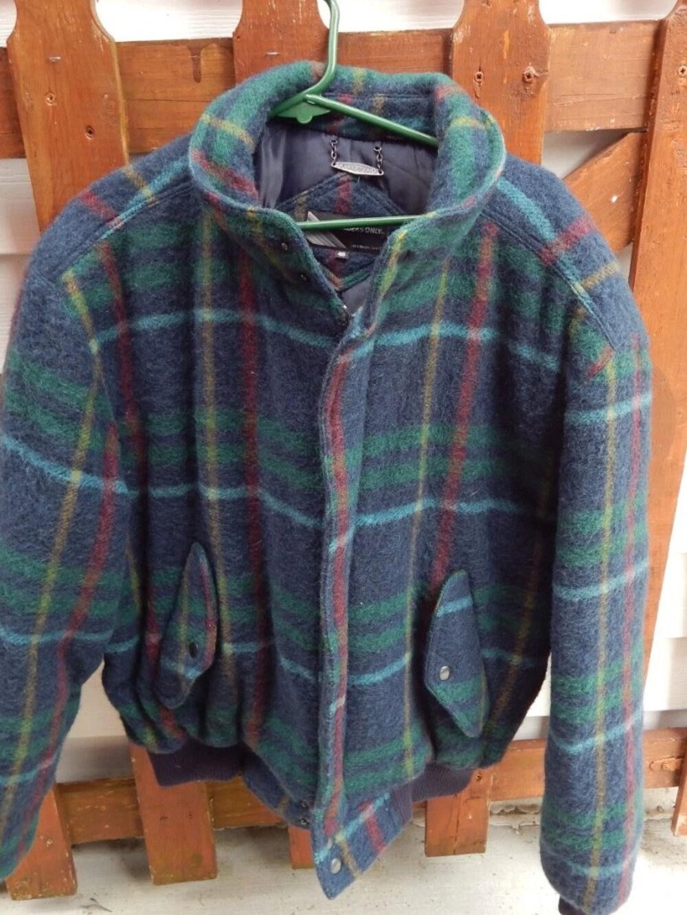 Members Only Wool Jacket Size 46 PLAID Bomber Style Jacket *****
